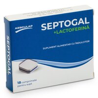 Septogal + Lactoferina, 18 comprimate pentru supt, Aesculap