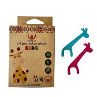Ata dentara cu maner eco-friendly pentru copii 3+ ani Kids, 50 bucati, Gingia