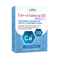 Calciu + Vitamina D3, 30 comprimate, Adya Green Pharma