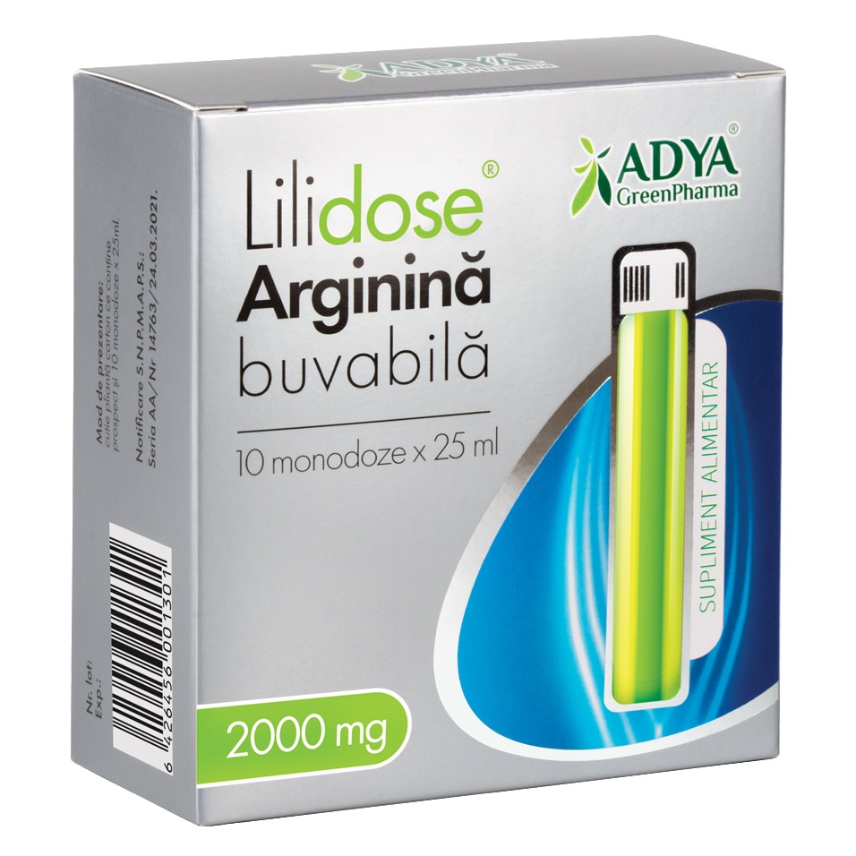 Arginina Buvabila 2000 mg Lilidose, 25 ml x 10  doze, Adya Green Pharma