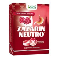Zazarin Neutro cu aroma de zmeura, 30 comprimate masticabile, Adya Green Pharma
