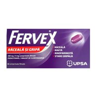 Fervex raceala si gripa, 500 mg /4 mg, 16 comprimate filmate, Upsa