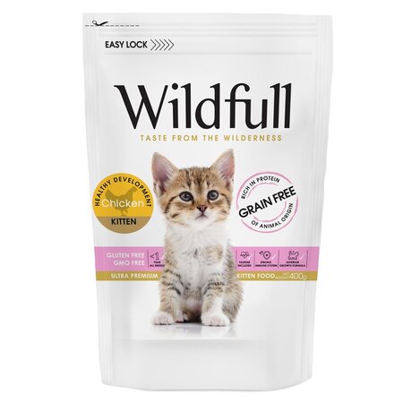 Hrana uscata cu pui pentru pisici gestante sau pui de pisica Kitten Formula, 400 g, Wildfull