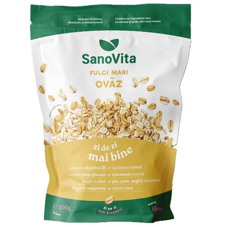 Fulgi de ovaz integral, 500 g, Sanovita
