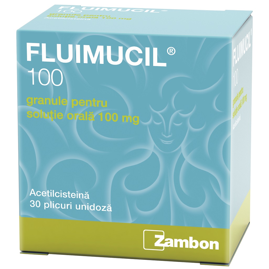 Fluimucil 100 granule pentru soluţie orală, 100 mg, 30 plicuri, Zambon