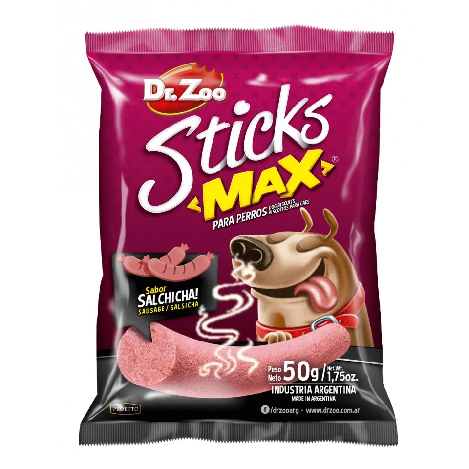 Recompense cu carnati pentru caini Sticks Max, 50 g, Dr. Zoo