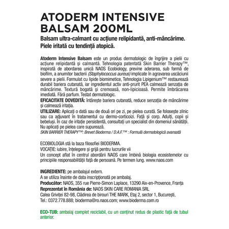 Balsam calmant pentru piele atopica Intensive Atoderm, 200 ml, derma 751690