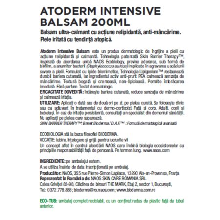Balsam calmant pentru piele atopica Intensive Atoderm, 200 ml, Bioderma 675185