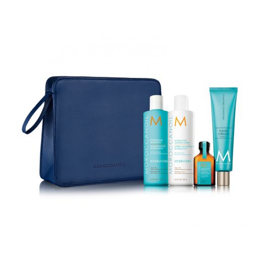 Pachet pentru hidratare sampon 250 ml + balsam 250 ml + ulei tratament 25 ml  crema de maini 100 ml Xmas, Moroccanoil