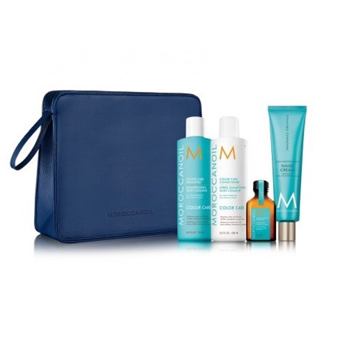 Pachet pentru par vopsit sampon 250 ml + balsam 250 ml + ulei tratament 25 ml + crema de maini 100 ml Xmas Color Care, Moroccanoil