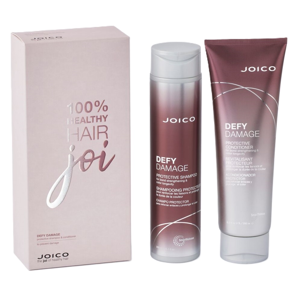 Pachet sampon 300 ml + balsam 250 ml pentru prevenirea deteriorarii parului vopsit Defy Damage, Joico