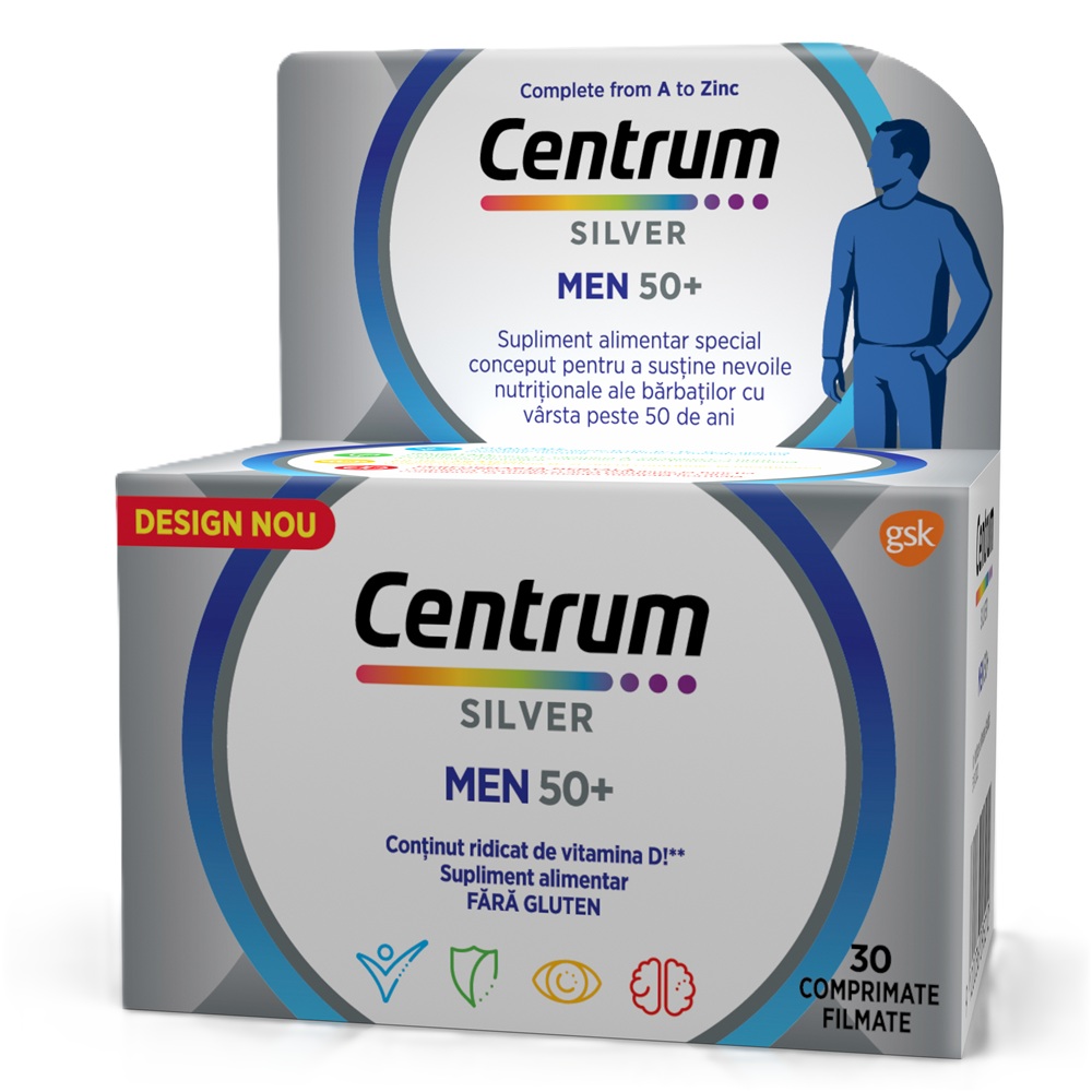 Centrum Silver 50+ pentru barbati, 30 comprimate, Gsk