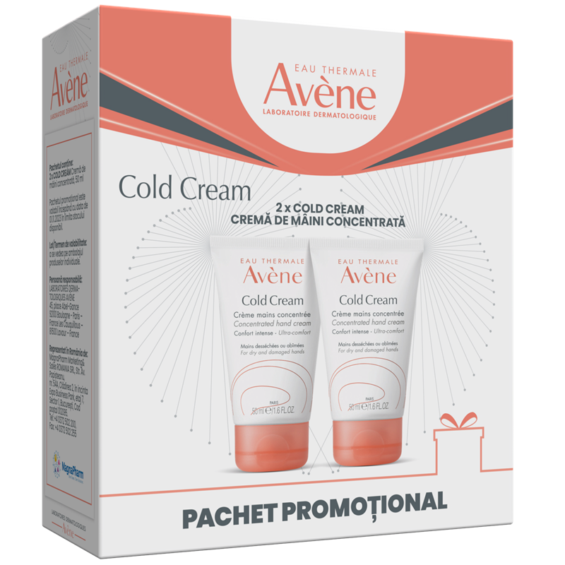 Pachet crema de maini Cold Cream, 50 ml + 50 ml, Avene