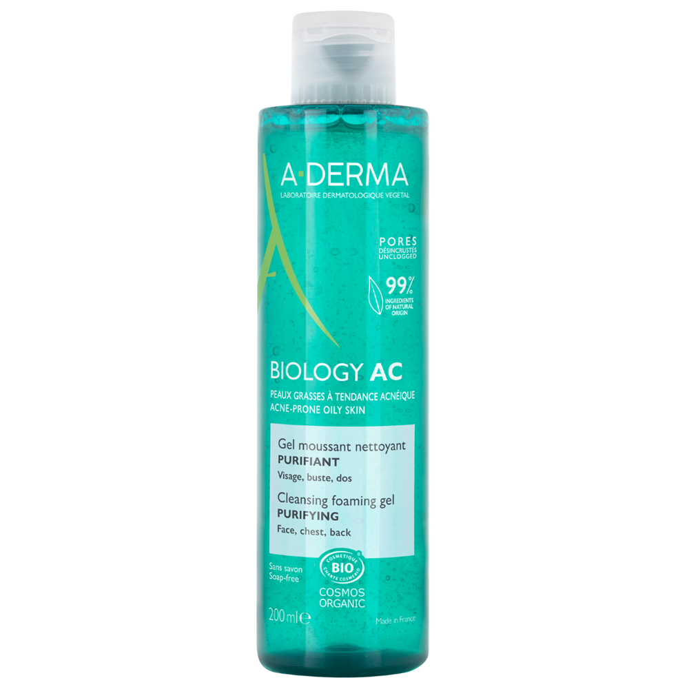 Gel de curatare spumant purificator Biology AC, 200 ml, A-Derma