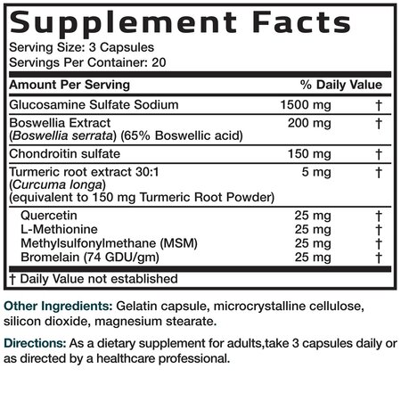 Glucozamina Chondroitin Turmeric & MSM, 90 capsule, Bronson 696249