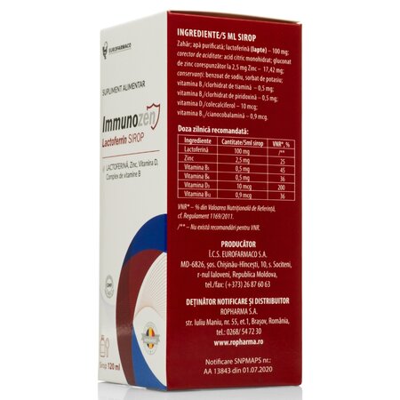 Sirop Immunozen Lactoferrin, 120 ml, Eurofarmaco 706925