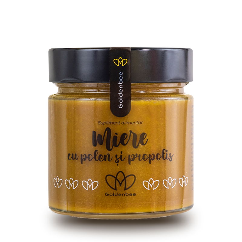 Miere cu polen si propolis, 250 g, Goldenbee