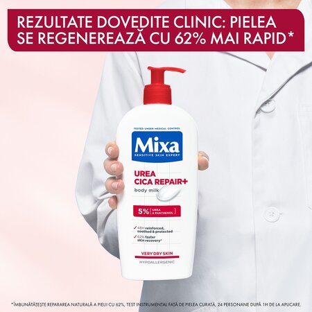 Lapte de corp pentru piele uscata Urea Cica Repair+, 400 ml, Mixa 663141