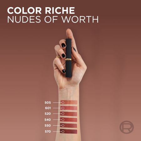 Ruj mat cu acid hialuronic Color Riche Nudes of Worth 570 Worth it Intense, 1 bucata, Loreal 581823