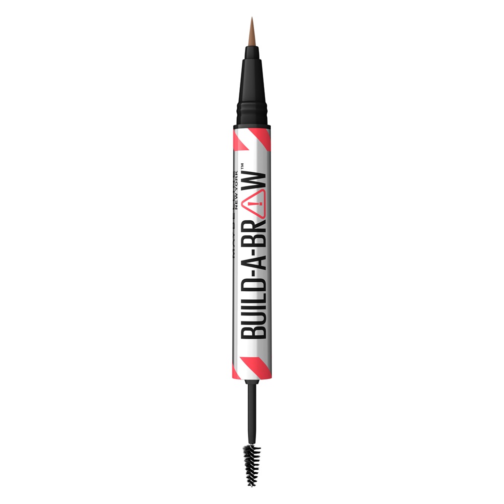 Marker pentru sprancene + gel de fixare Build a brow 255 Soft Brown, 1.4 g, Maybelline