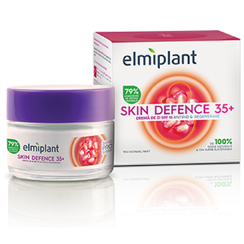 Crema antirid de zi ten normal SPF15 Skin Defence 35+, 50 ml, Elmiplant