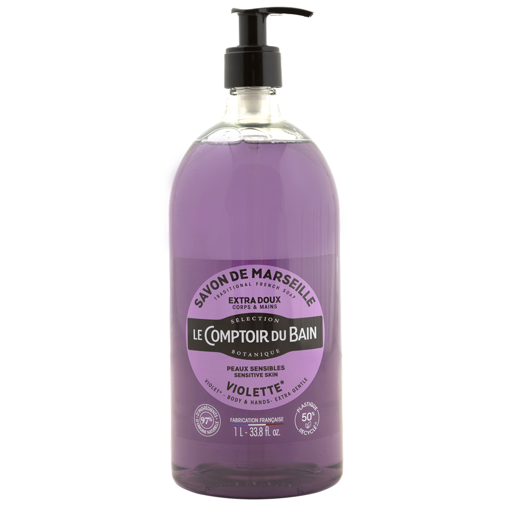 Sapun lichid de marsilia cu violete, 1000 ml, Le Comptoir du Bain