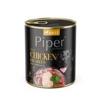 Hrana umeda cu inimi de pui si spanac pentru caini, 800 g, Piper