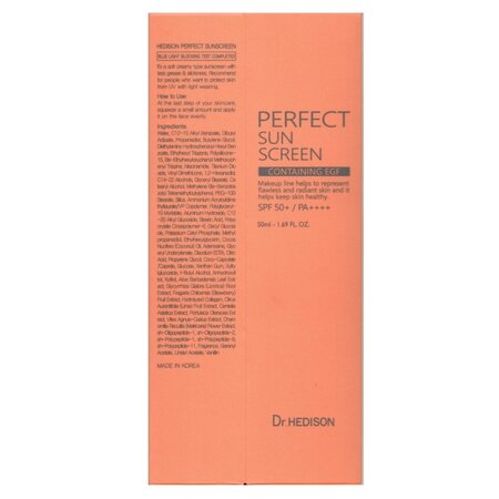 Crema hidratanta pentru fata cu protectie solara SPF 50+ PA++++ Perfect Sunscreen, 50 ml, Dr Hedison 725213