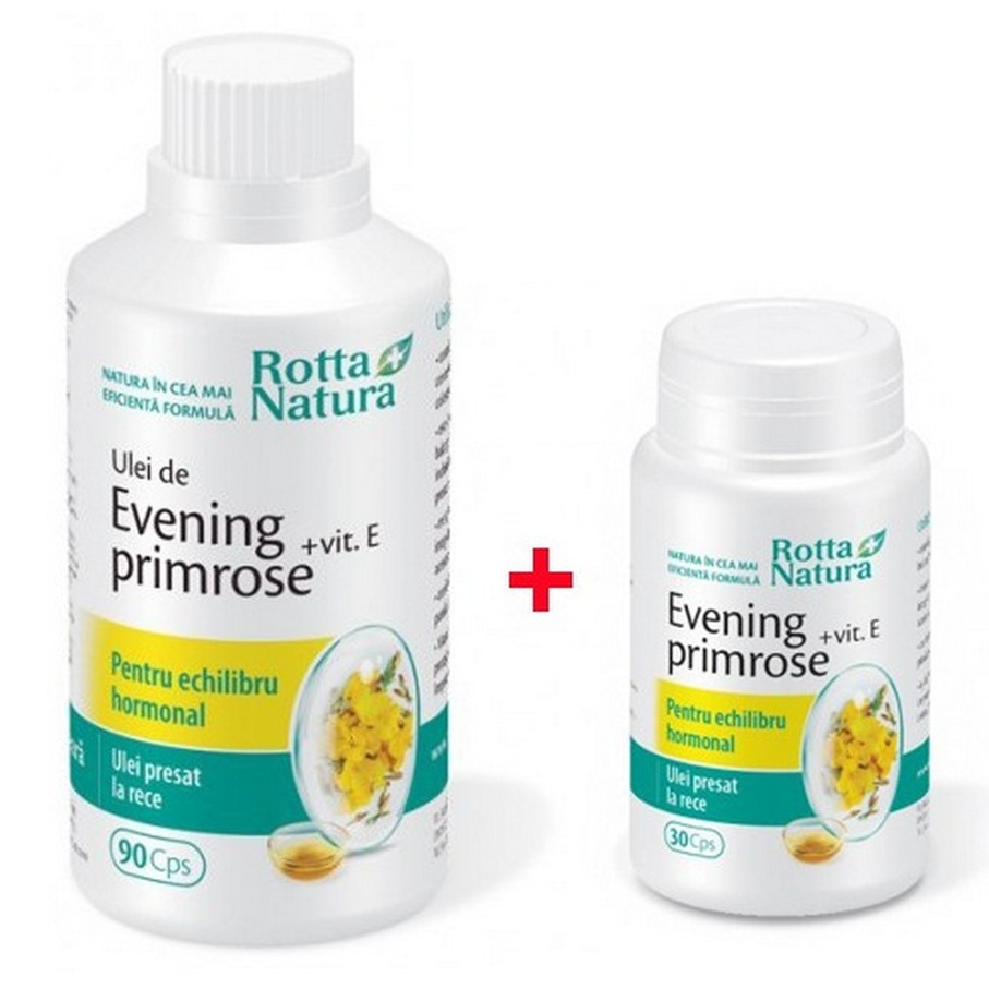 Pachet Evening Primrose + Vitamina E, 90 + 30 capsule, Rotta Natura