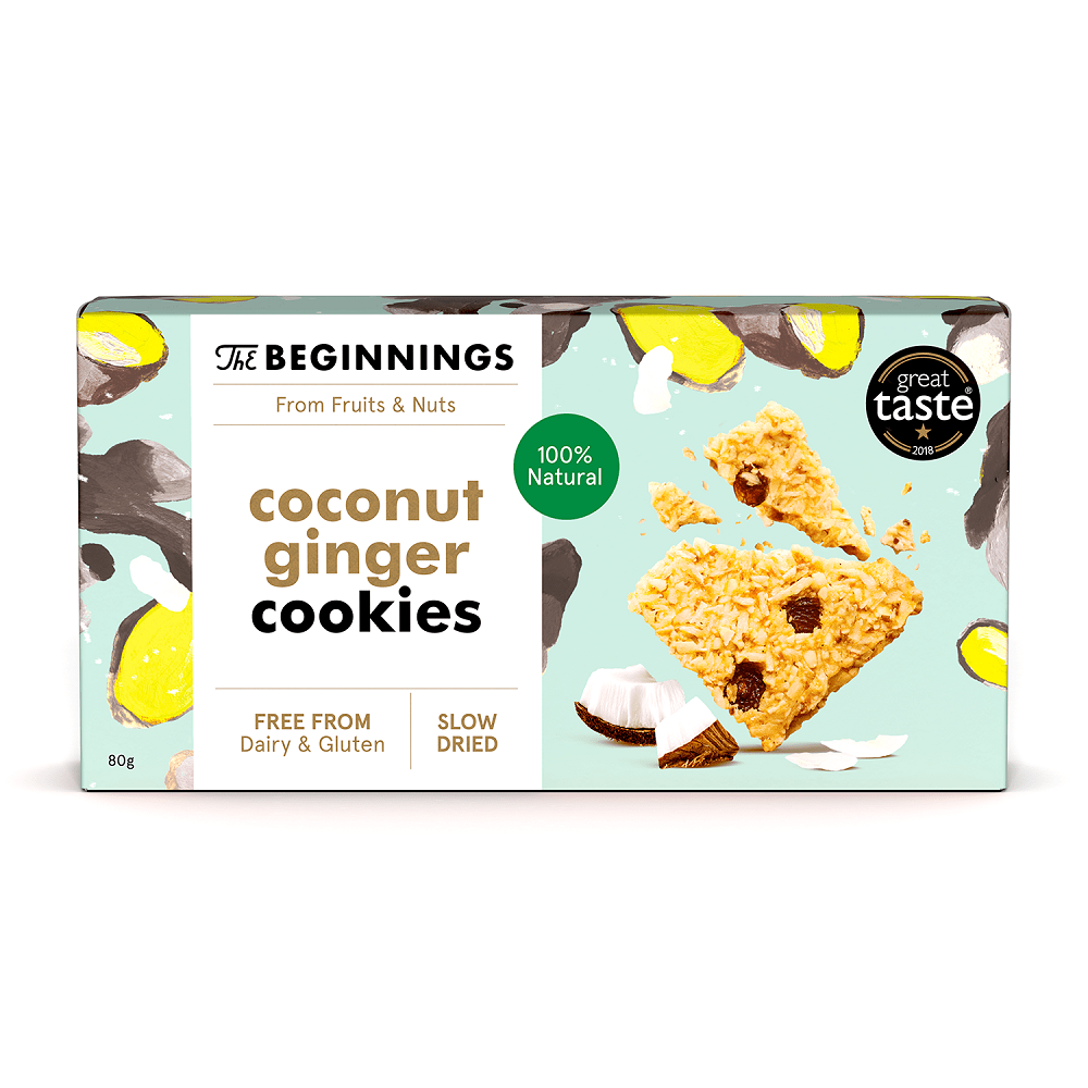 Cookies din cocos cu ghimbir, vegan, fara gluten, 80 g, The Beginnings