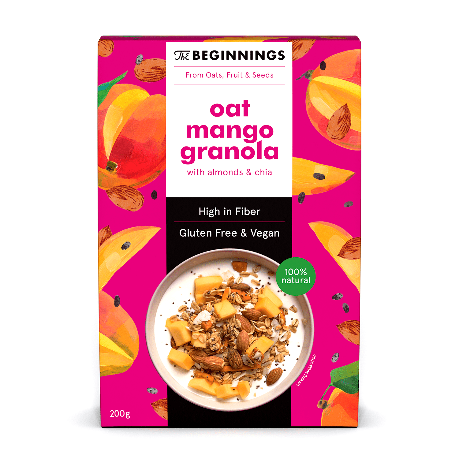 Granola cu ovaz si mango, vegan, fara gluten, 200 g, The Beginnings