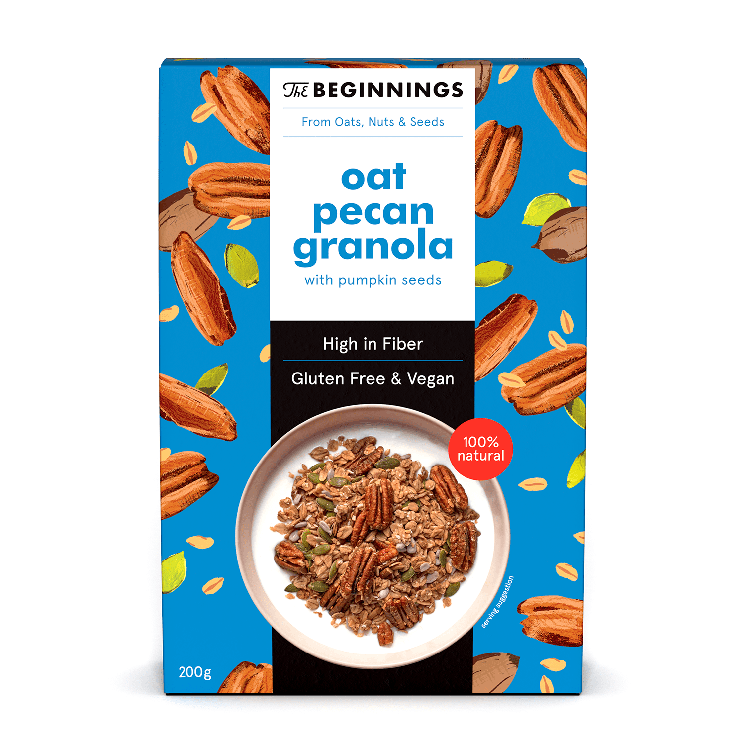 Granola cu ovaz si nuci pecan, vegan, fara gluten, 200 g, The Beginnings