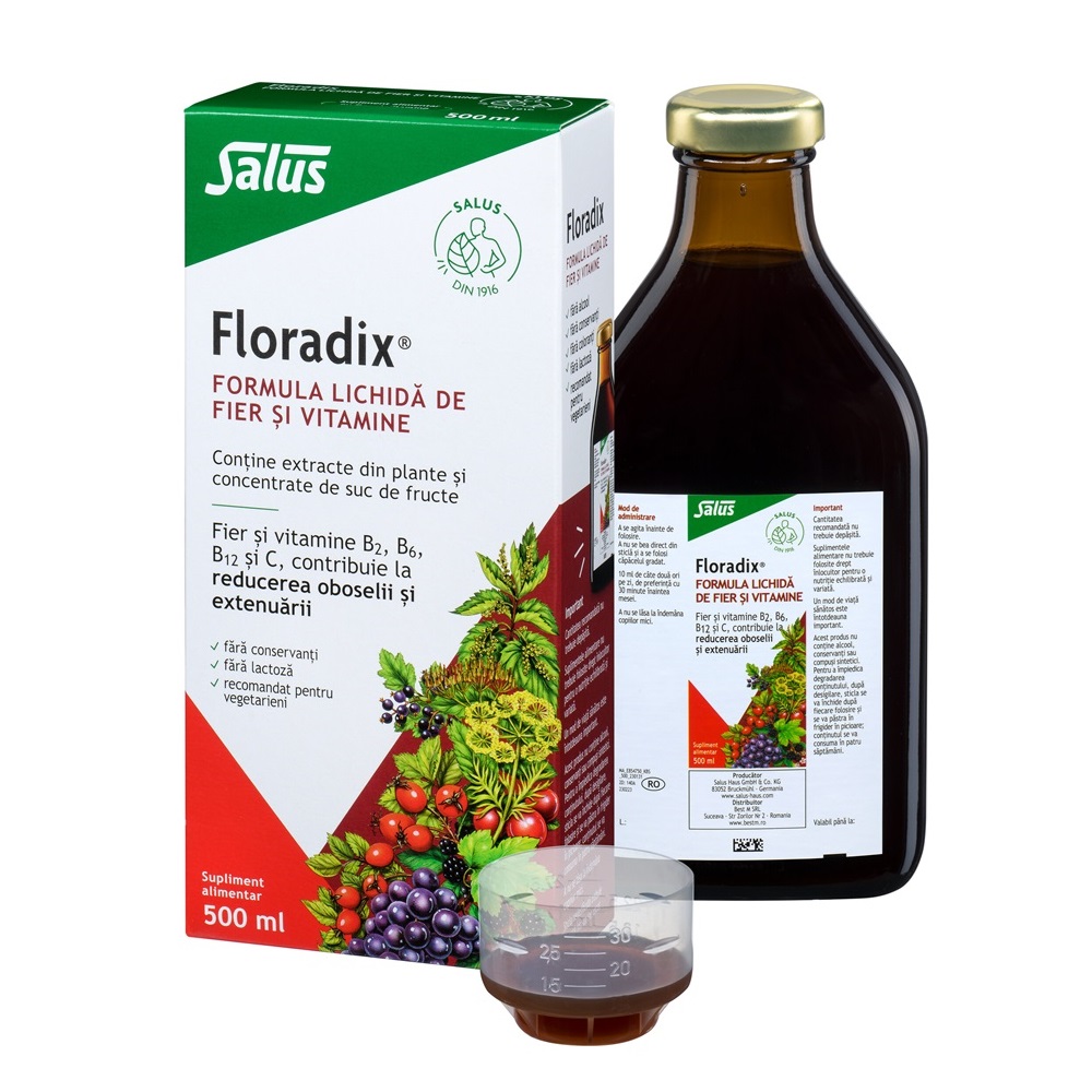 Formula lichida de fier si vitamine Floradix, 500 ml, Salus