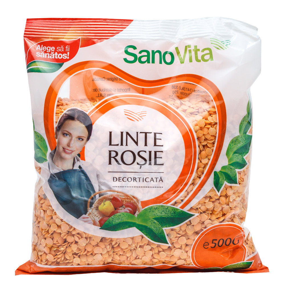 Linte rosie decorticata, 500 g, Sanovita