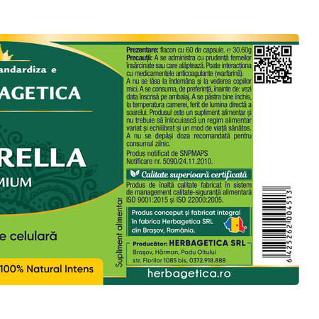 Chlorella, 60 capsule, Herbagetica 688485