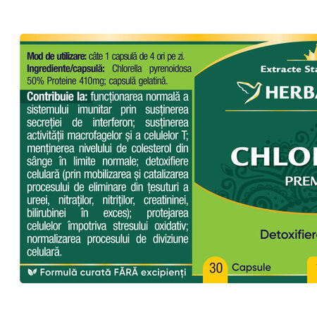 Chlorella, 30 capsule, Herbagetica 688241