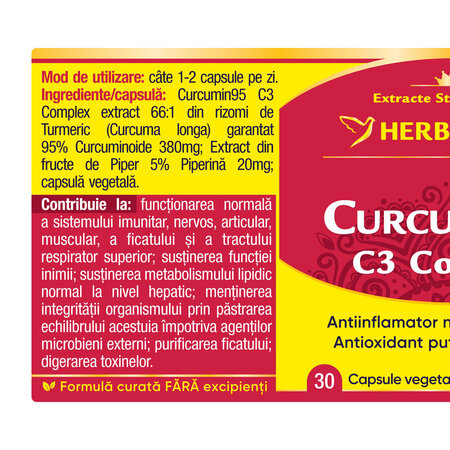 Curcumin 95 C3 Complex, 30 capsule, Herbagetica 688601