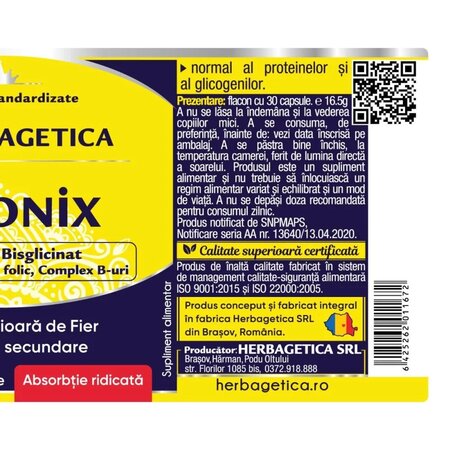 Feronix, 30 capsule, Herbagetica 747822