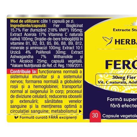 Feronix, 30 capsule, Herbagetica 747823