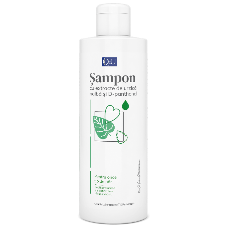 Sampon cu extract de urzica, nalba si D-panthenol Q4U, 250 ml, Tis Farmaceutic