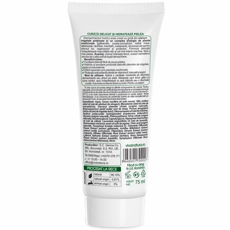 Crema demachianta cu migdale si argint, 75 ml, Vivanatura 709912