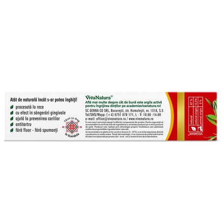 Pasta de dinti naturala cu argila si propolis Forte, 50 ml, Vivanatura 709581