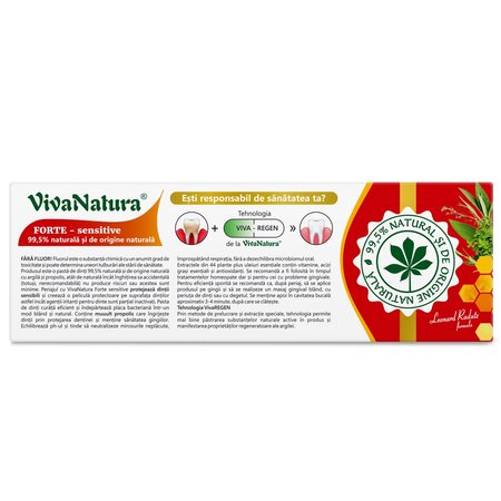 Pasta de dinti naturala cu argila si propolis Forte, 50 ml, Vivanatura 709583