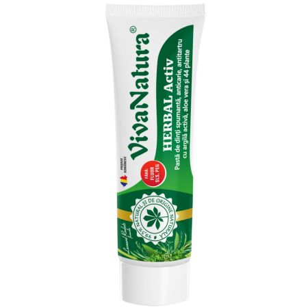 Pasta de dinti naturala cu argila si aloe vera Herbal, 50 ml, Vivanatura 709816