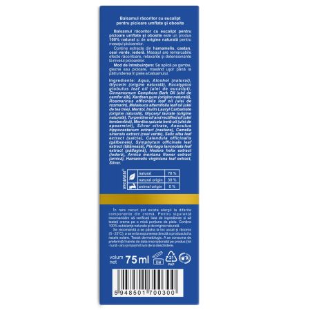 Balsam racoritor cu eucalipt pentru picioare obosite, 75 ml, Vivanatura 709974