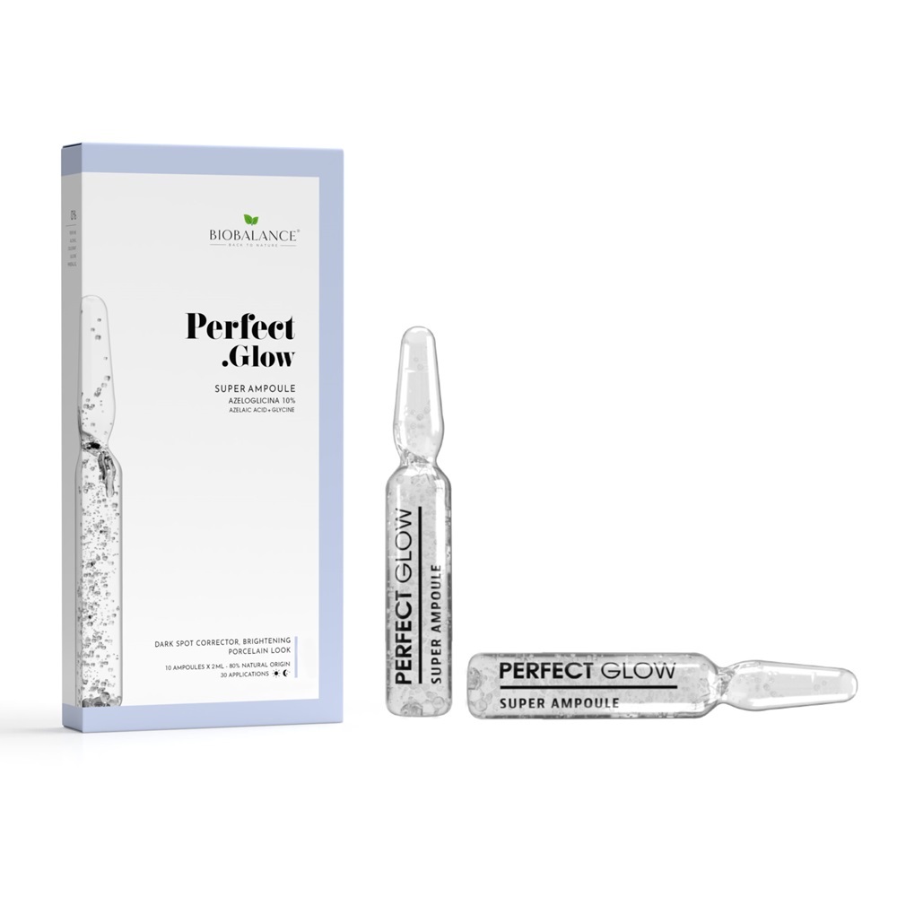 Fiole concentrate impotriva petelor pigmentare cu azeloglicina 10% Super Ampoule Perfect Glow, 10 x 2 ml, Bio Balance