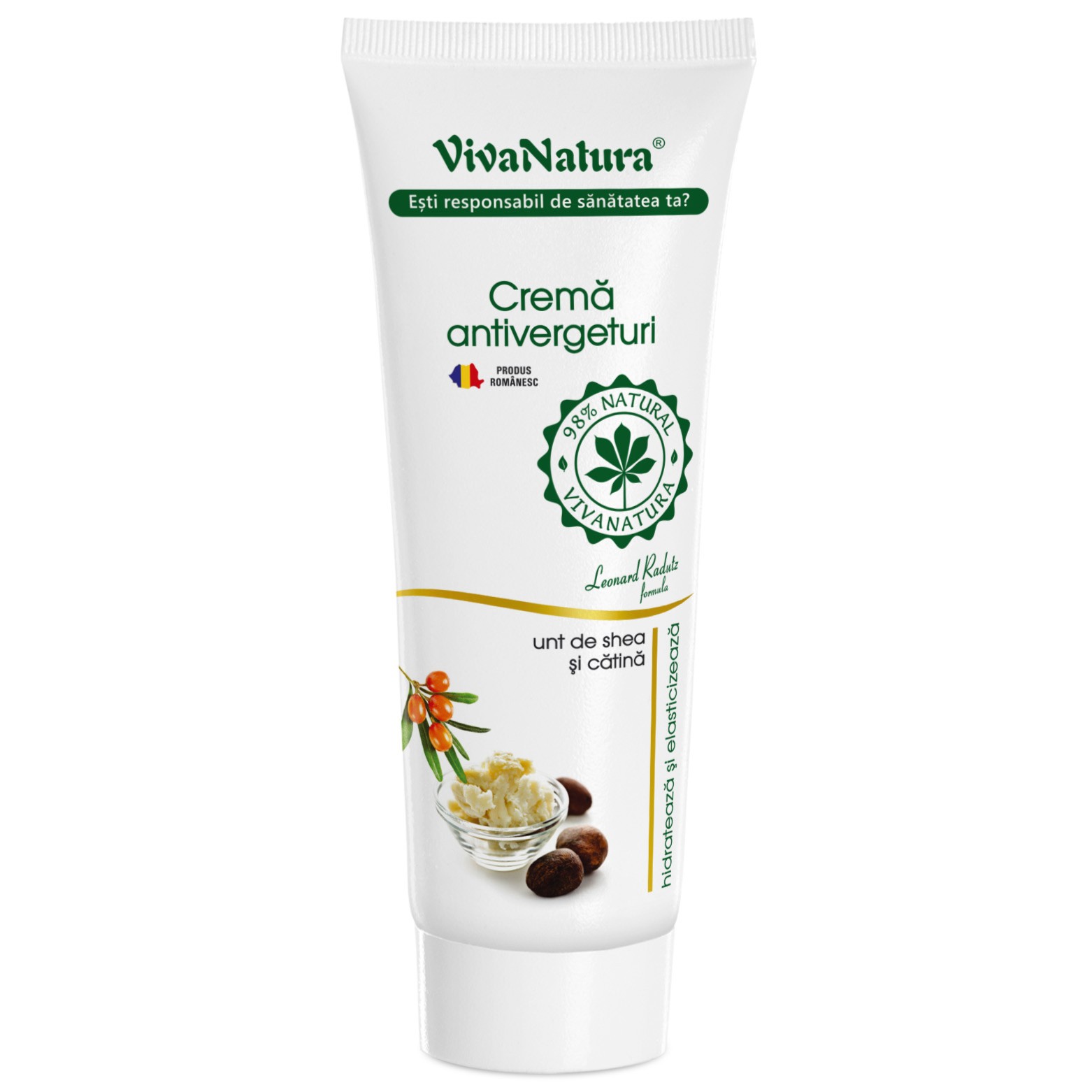 Crema antivergeturi cu unt de shea si catina, 250 ml, Vivanatura