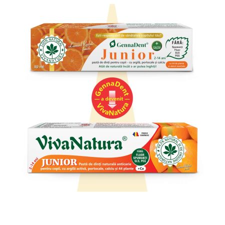 Pasta de dinti cu portocale GennaDent Junior, 80 ml, Vivanatura