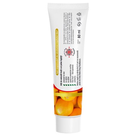 Pasta de dinti naturala pentru copii cu argila activa si portocale Junior, 80 ml, Vivanatura 709787