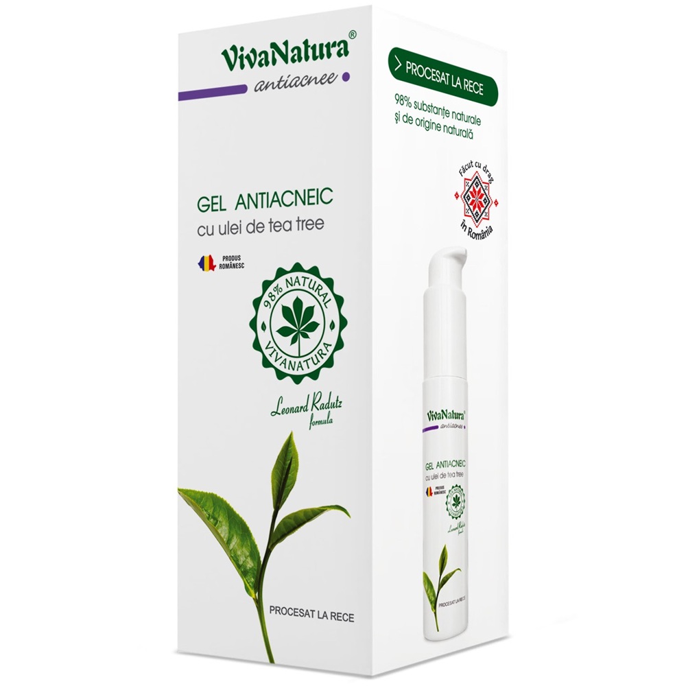 Gel antiacneic cu ulei de tea tree, 50 ml, Vivanatura